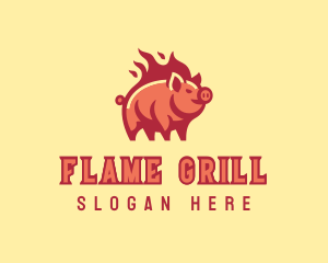 Pig Flame Grill logo design