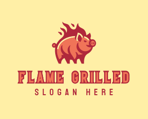 Pig Flame Grill logo design