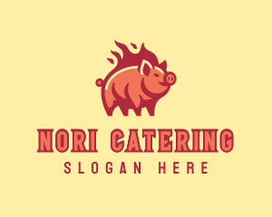 Pig Flame Grill logo design