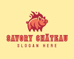 Pig Flame Grill logo design