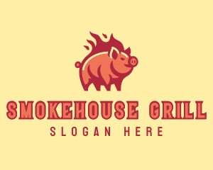 Pig Flame Grill logo design