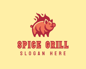 Pig Flame Grill logo design