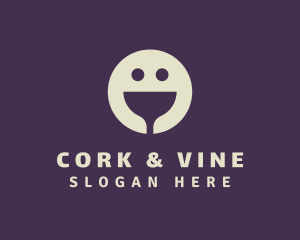 Wine Bar Smiley Face logo design