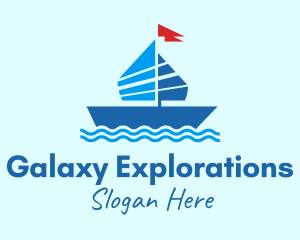 Blue Marine Sailboat logo design