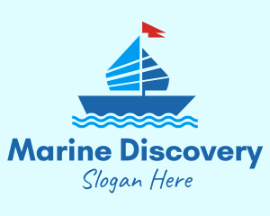 Blue Marine Sailboat logo design