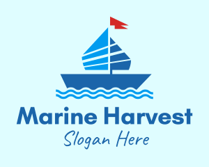 Blue Marine Sailboat logo design