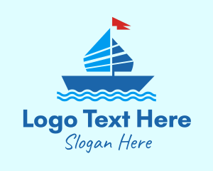 Current - Blue Marine Sailboat logo design