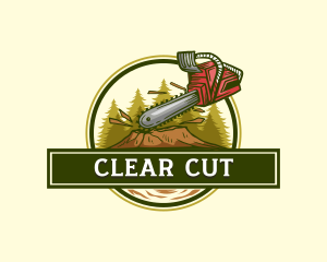 Lumberjack Chainsaw Carpentry logo design