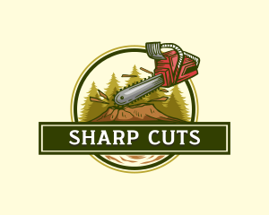 Lumberjack Chainsaw Carpentry logo design