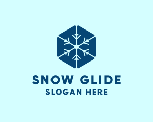 Blue Hexagon Snowflake logo design