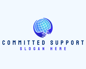 Globe Support Hand logo design