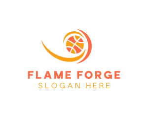 Basketball Ball Flame logo design