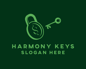 Padlock Key Dollar logo design