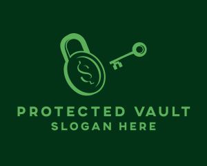 Padlock Key Dollar logo design