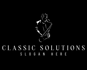 Classical Saxophone Musician logo design