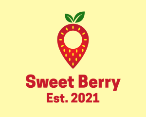 Strawberry Location Pin logo design