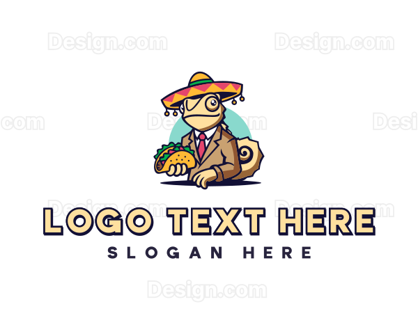 Sombrero Chameleon Taco Logo