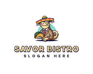 Sombrero Chameleon Taco logo design