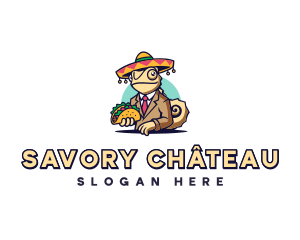 Sombrero Chameleon Taco logo design