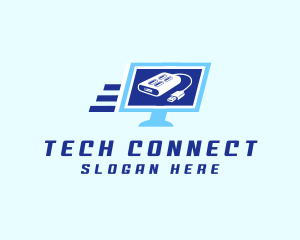 Computer Monitor USB logo design