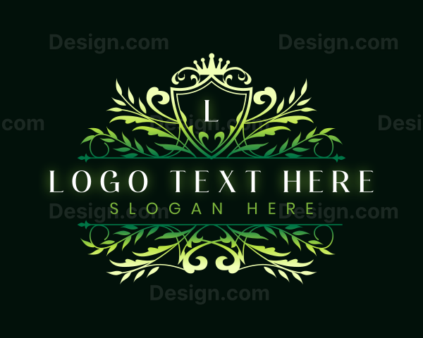 Premium Floral Shield Crown Logo