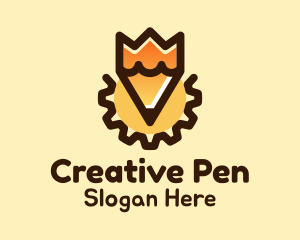 Cog Pencil Writer  logo design