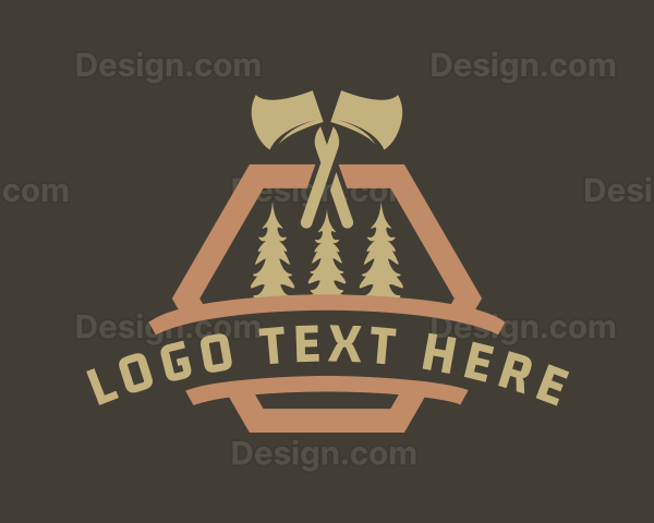 Axe Pine Tree Lumberjack Logo