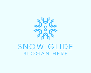 Geometric Snowflake Weather logo design