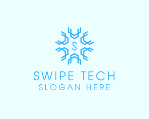 Geometric Snowflake Weather logo design