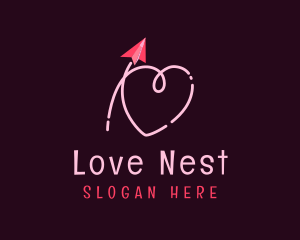 Valentine Paper Plane Heart logo design