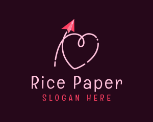 Valentine Paper Plane Heart logo design