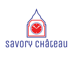 London Restaurant Clock Tower logo design