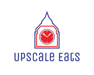 London Restaurant Clock Tower logo design