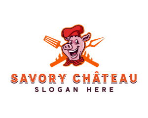 Barbecue Roasted Pig logo design