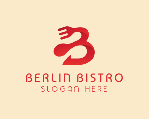 Bent Cutlery Letter B logo design