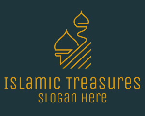 Gold Muslim Mosque Tower logo design