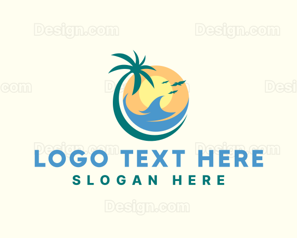 Ocean Wave Vacation Travel Logo