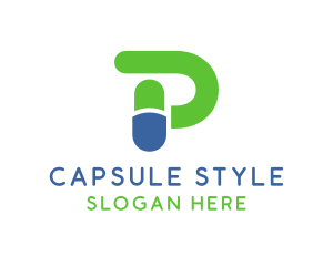 Capsule Pill Letter P logo