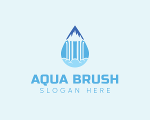 Mountain Waterfall Droplet logo design