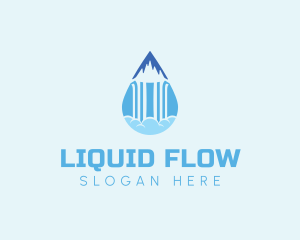 Mountain Waterfall Droplet logo design