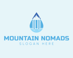 Mountain Waterfall Droplet logo design