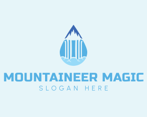 Mountain Waterfall Droplet logo design