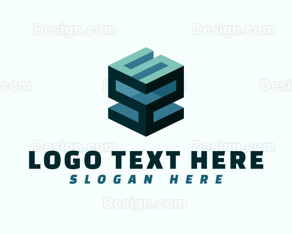 Modern Tech 3D Cube Letter S Logo