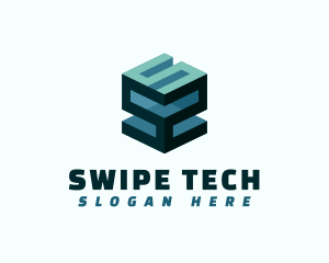 Modern Tech 3D Cube Letter S logo design