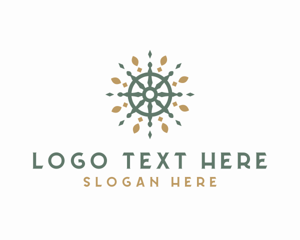 Wheel Mandala Yoga Symbol logo