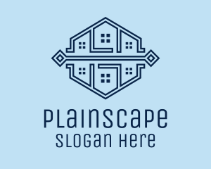 Symmetrical House Neighborhood Logo