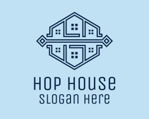 Symmetrical House Neighborhood logo design