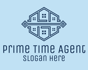 Symmetrical House Neighborhood logo design