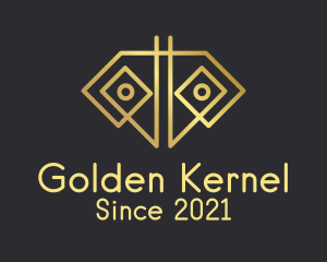 Golden Geometric Diamond logo design