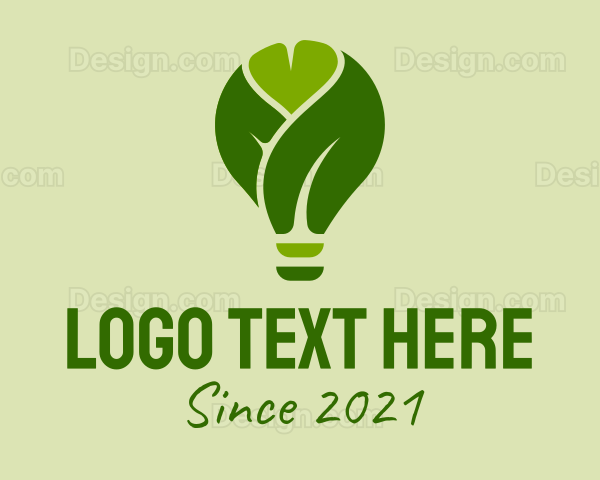 Green Leaf Light Bulb Logo